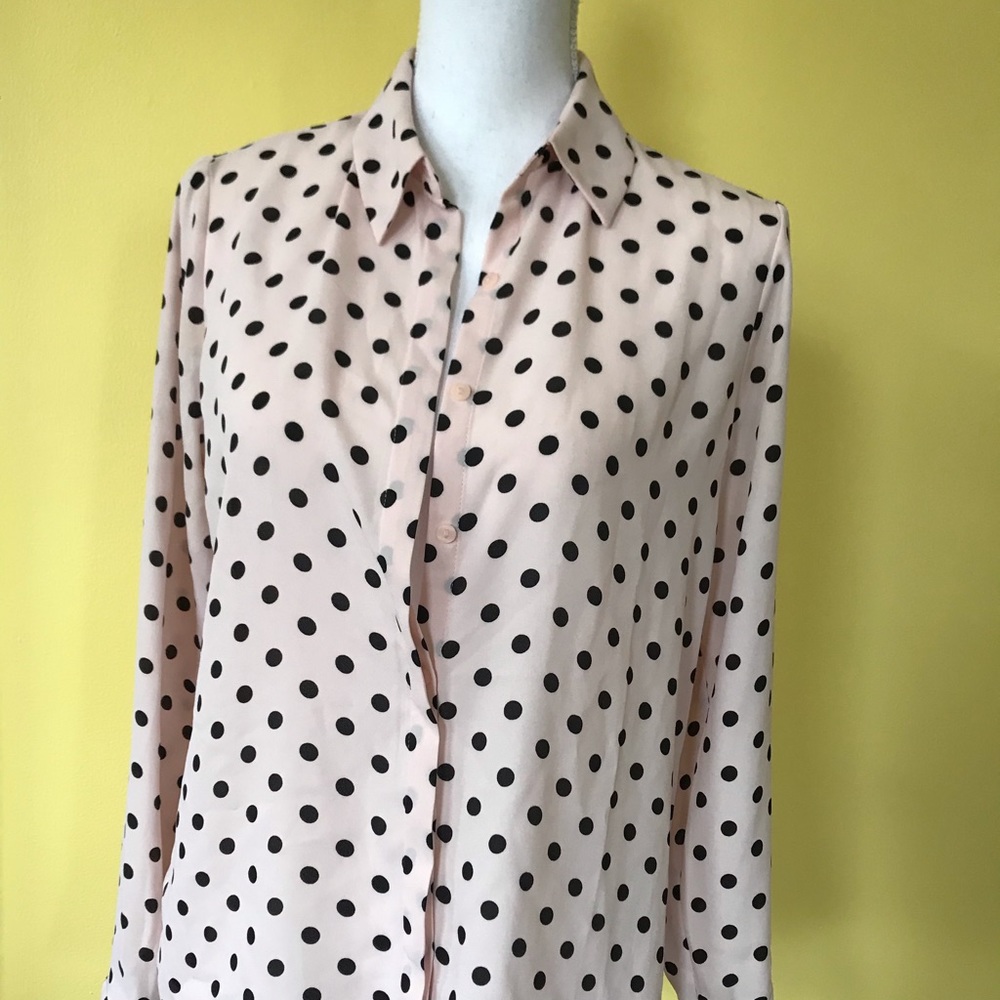 Small light pink with hearts button up shirt